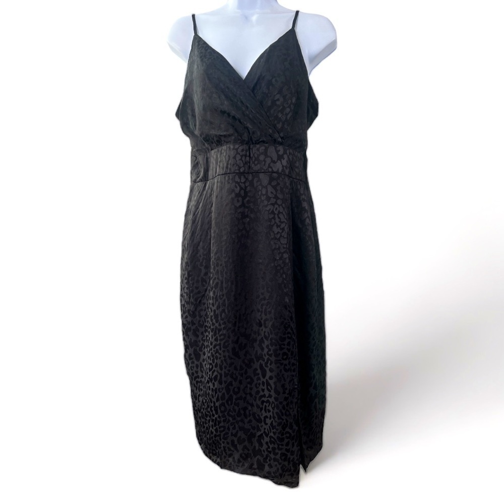 Threads and States Black Satin Jacquard Slip Dress Size Large New